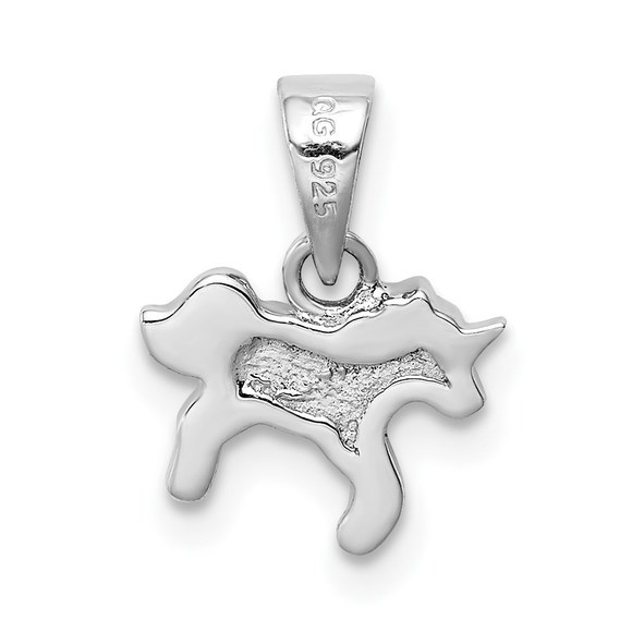 Sterling Silver RH-plated Multi-color Enameled Unicorn Children's Pendant - Picture 3 of 4